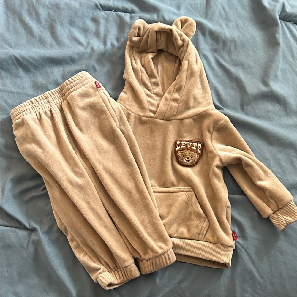 Levi's Beige Bear Hoodie and Jogger Set